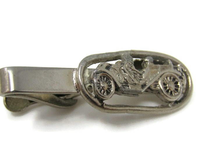Antique Car Tie Clip Bar Silver Tone Vintage Men's Jewelry Nice Design