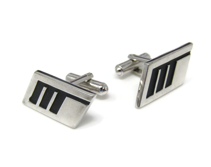 Letter M Modernist Men's Cufflinks: Vintage Silver Tone - Stand Out from the Crowd with Class