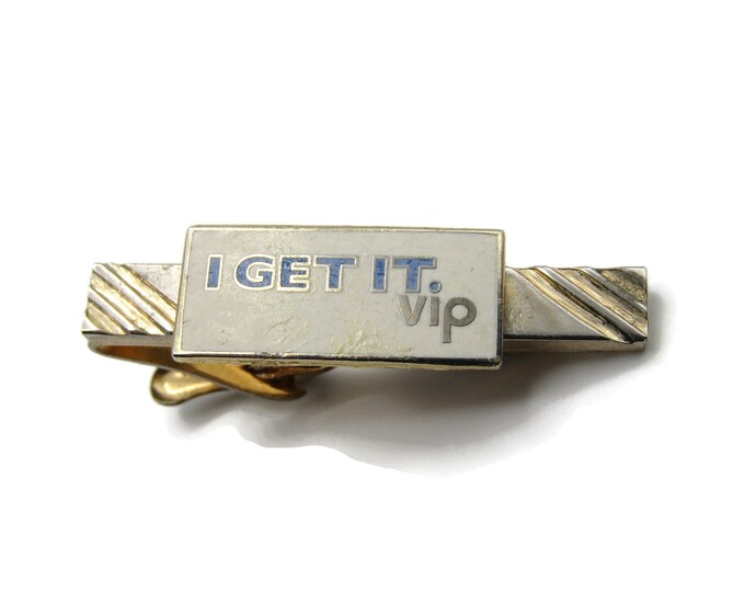 I Get It VIP Name Lettering Monogram Vertical Etching Gold Tone Tie Bar Tie Clip Men's Jewelry