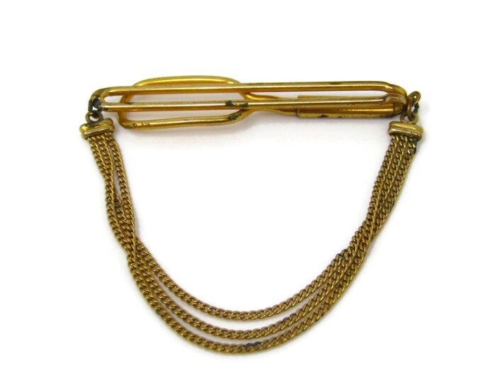 Triple Chain Tie Clip Men's Vintage Tie Bar Excellent Design