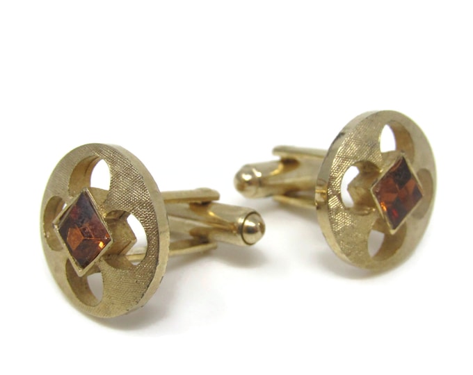 Brown Jewel Modernist Button Cufflinks for Men's Vintage Men's Jewelry Nice Design