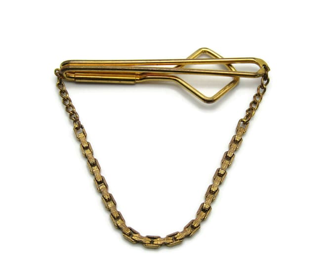 Open Body Flat Style Chain Tie Chain Gold Tone Industrial Steampunk Tie Bar Tie Clip Men's Jewelry