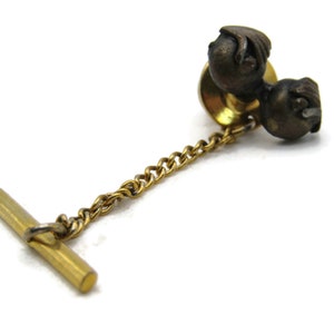 Hands and Circles Tie Lapel Pin & Chain Gold Tone Men&#39;s Jewelry