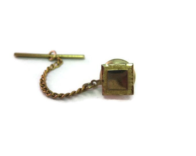 Vintage Men's Tie Tack Pin Jewelry: Classic Gold Tone Square Design