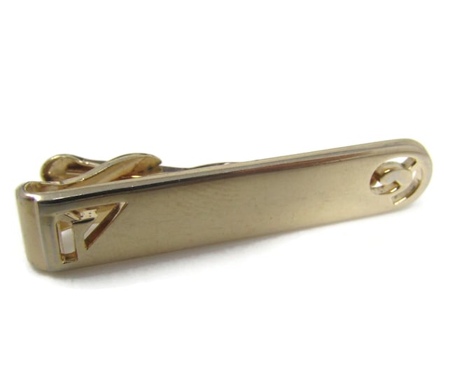 Modernist Open Shapes Tie Clip Tie Bar: Vintage Gold Tone - Stand Out from the Crowd with Class