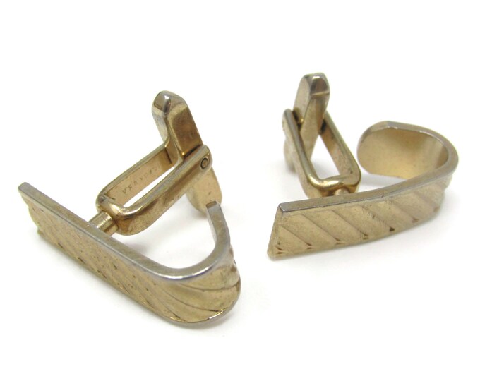 Ridged Curved Cufflinks for Men's Vintage Men's Jewelry Nice Design