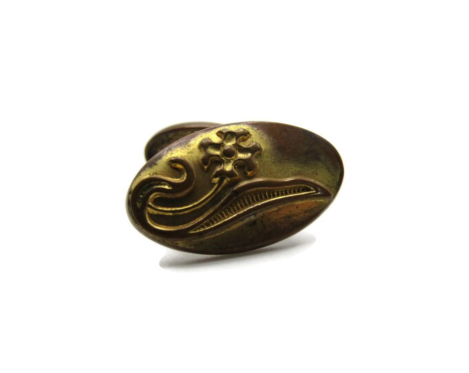 Oval Gold Tone Abstract Design Industrial Tie Clip Tie Bar Men's Jewelry