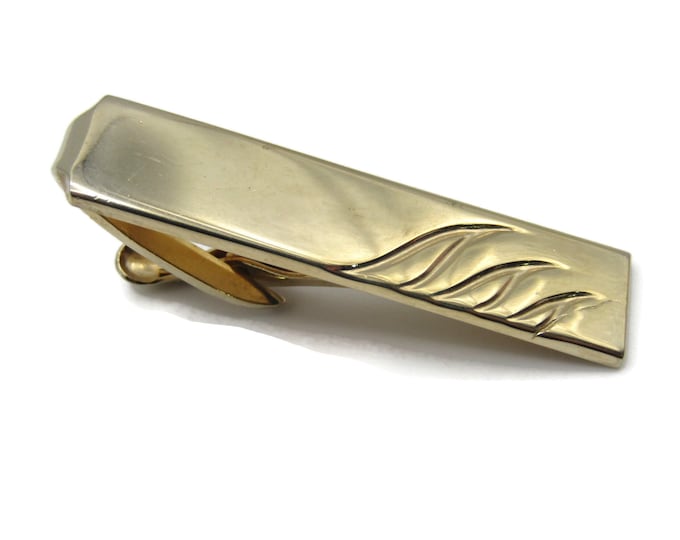 Wave Pattern Tie Clip Classic Gold Tone Tie Bar Men's Jewelry