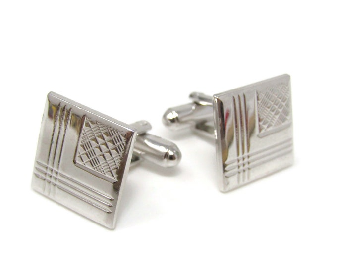 Square Etched Lines Cufflinks for Men's Vintage Men's Jewelry Nice Design