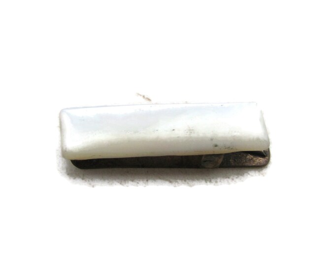 White Stone Inlay Tie Clip Tie Bar Men's Jewelry Gold Tone