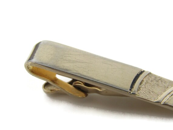 Modernist Curved Lines Tie Bar Clip Gold Tone Vin… - image 4