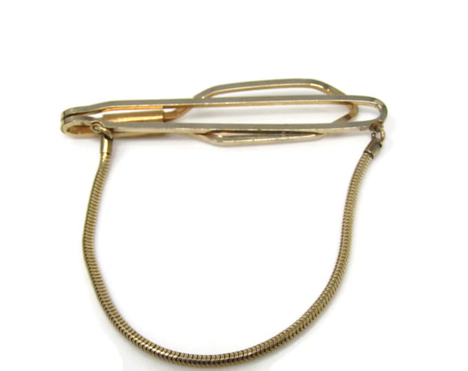 Classic Chain Tie Clip Bar Gold Tone Vintage Men's Jewelry Nice Design
