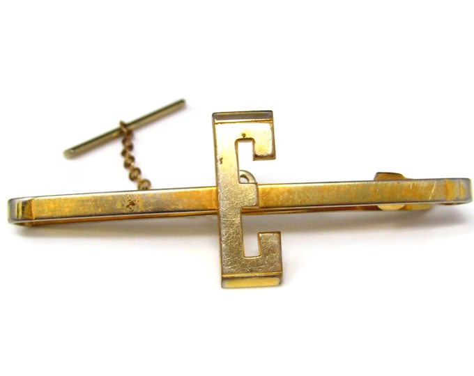 Vintage Tie Clip Tie Bar: Letter E Initial "E" Rare Design