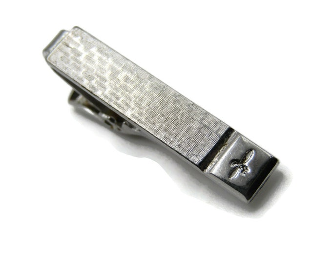 Brushed Finish with Etched Design Modernist Industrial Tie Bar Tie Clip Men's Jewelry