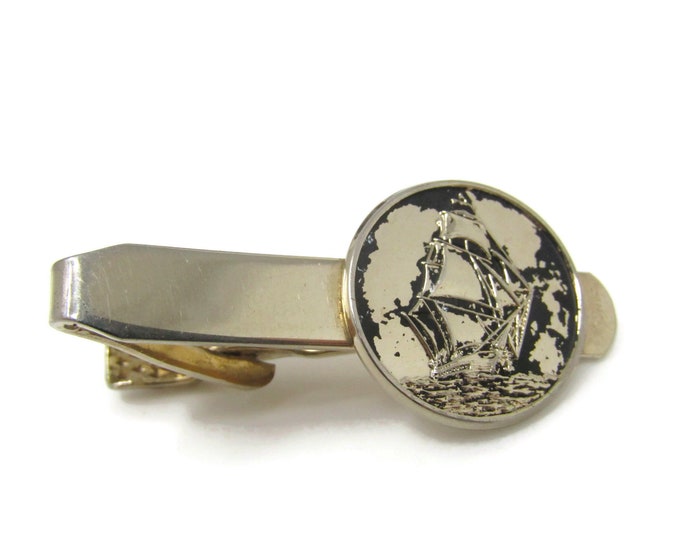 Clipper Ship Sailboat Nautical Tie Clip Tie Bar: Vintage Gold Tone - Stand Out from the Crowd with Class