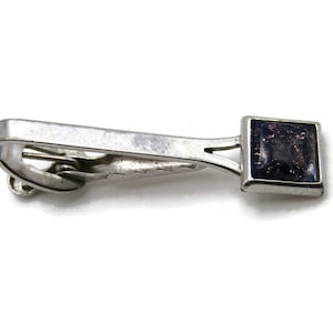 Purple Glitter Stone Tie Clip Tie Bar Men's Modernist Jewelry Silver Tone