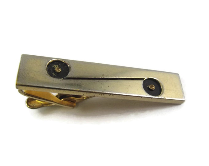 Vintage Men's Tie Bar Clip Jewelry: Connecting Circles Modernist Design