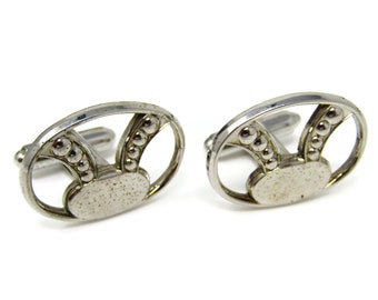 Vintage Cufflinks for Men: Interesting Silver Tone Modernist Design See Through