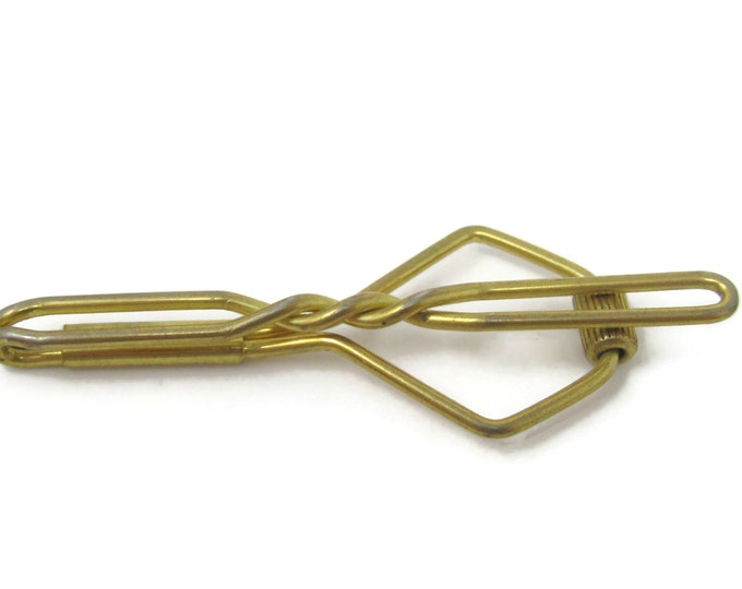 Twist Center Tie Clip Bar Gold Tone Vintage Men's Jewelry Nice Design