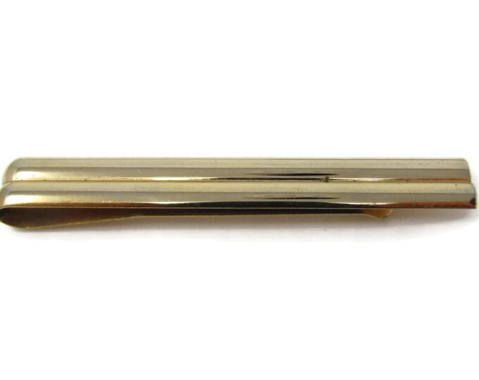 Center Groove Tie Clip Vintage Tie Bar: Gold Tone Nice Design