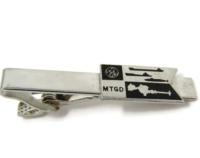 Rare GE General Electric MTGD Tie Clip Men's Vintage Tie Bar Marine Turbine Gas