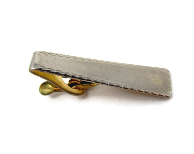 Vintage Tie Clip Tie Bar: Wavy Line Border Tapered Design