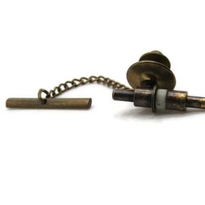 Spark Plug Tie Pin And Chain Men&#39;s Jewelry White And Gold Tone