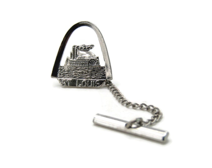 St Louis Ship And Arch Tie Pin Men's Jewelry Silver Tone