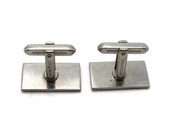 Diagonal Lines Rectangle Cuff Links Men's Jewelry… - image 3