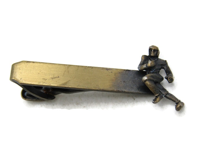 Football Player Tie Clip Gold Tone Sports Tie Bar Men's Jewelry