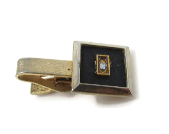 Rare Microchip Computer Cincinnati Acramatic IV Tie Clip Bar Gold Tone Vintage Men's Jewelry Nice Design