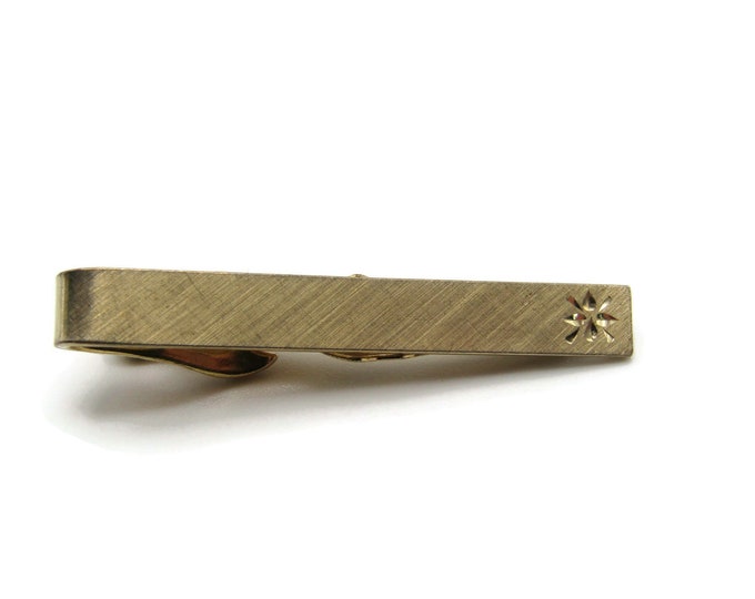 Textured & Fluer Design Gold Tone Tie Bar Tie Clip Modernist Industrial Men's Jewelry
