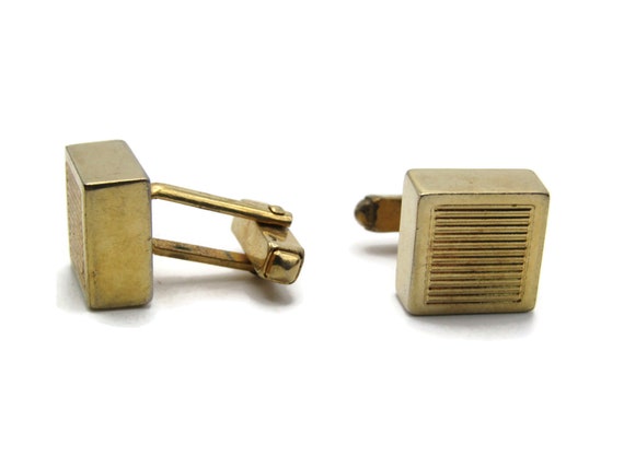 Horizontal Lines Square Block Cuff Links Men's Je… - image 1