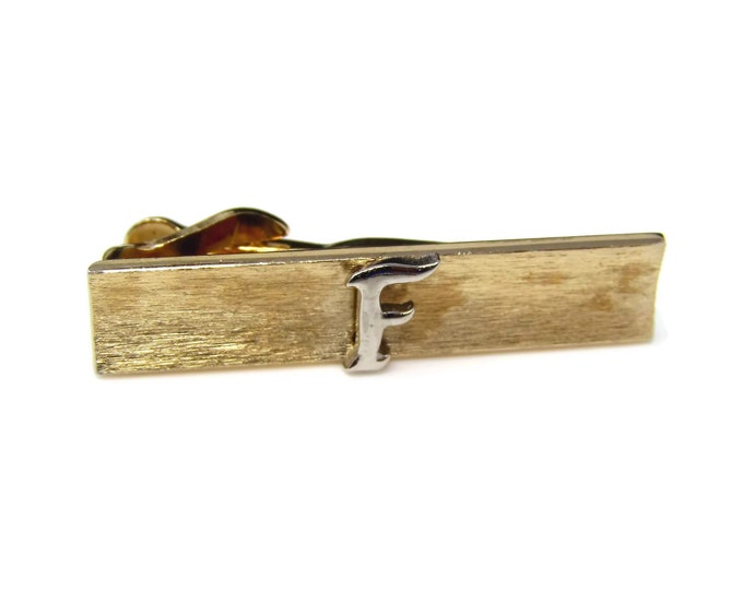 Vintage Tie Clip Tie Bar: Letter F Initial "F" Excellent Design & Quality