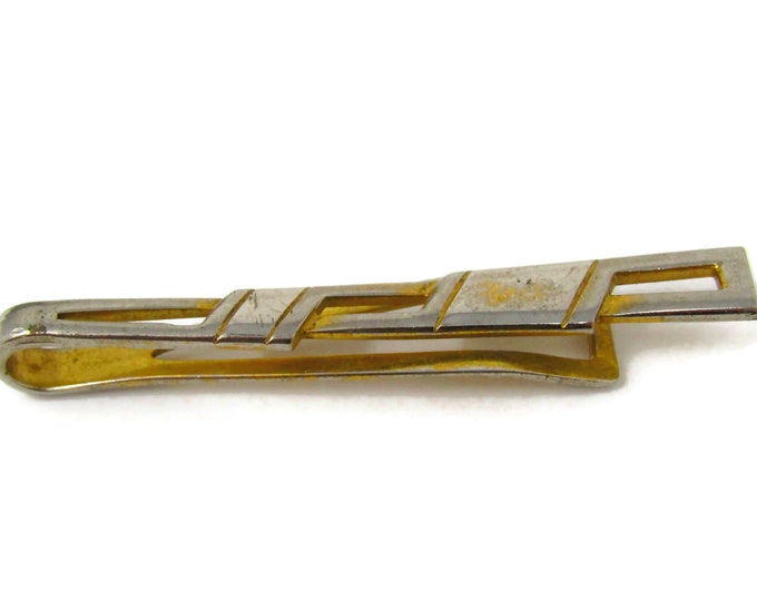 Art Deco Style Tie Clip Men's Vintage Tie Bar Gold Tone