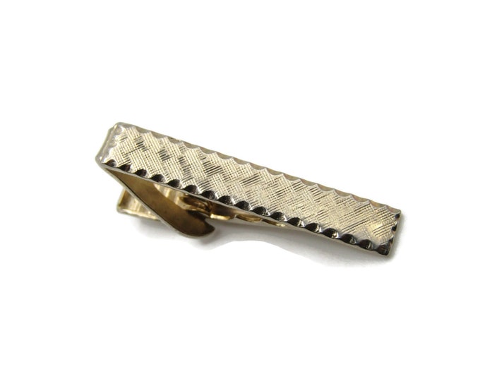 Scalloped Edge Brushed Finish Gold Tone Moderist Design Tie Clip Tie Bar Men's Jewelry