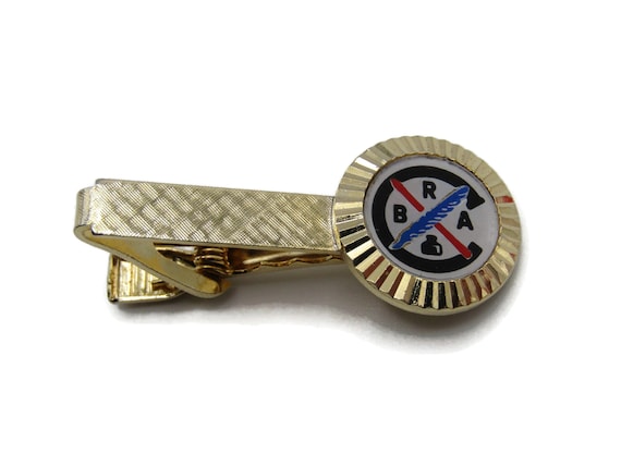 Vintage Gold Tone Tie Bar: BRA Initials Monogram … - image 1
