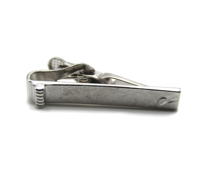Textured Rectangle With Etching Silver Tone Tie Bar Tie Clip Men's Jewelry