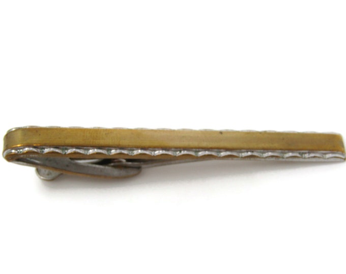 Beveled Edges Tie Clip Bar Gold Tone Vintage Men's Jewelry Nice Design