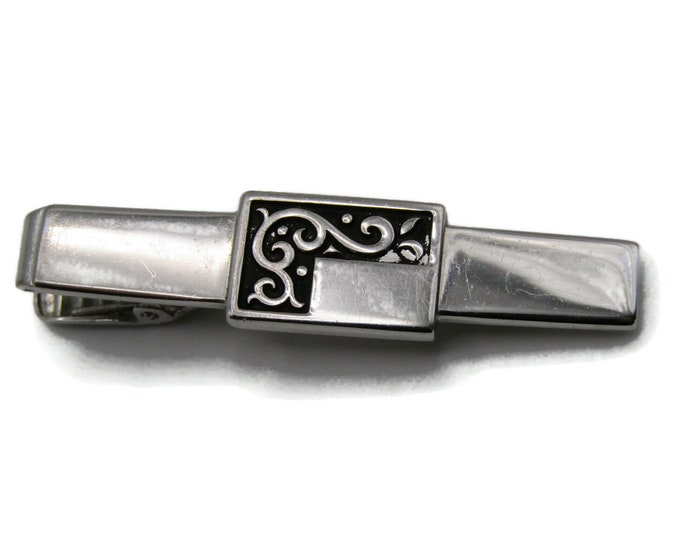 Square and Abstract Line Design Center Silver Tone Classic Style Tie Clip Tie Bar Men's Jewelry
