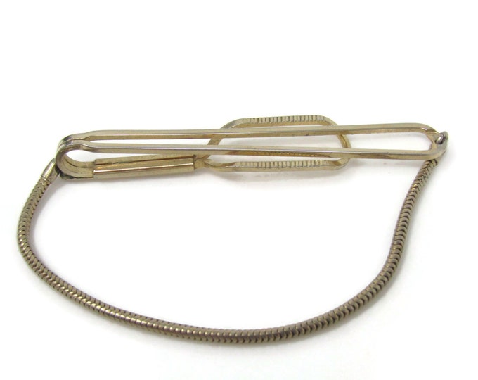 Nice Chain Open Design Tie Clip Bar Gold Tone Vintage Men's Jewelry Nice Design