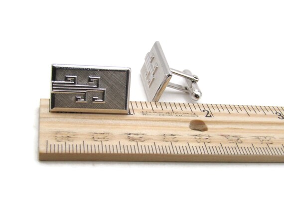 Rectangle Decorative Line Pattern Cuff Links Men'… - image 4