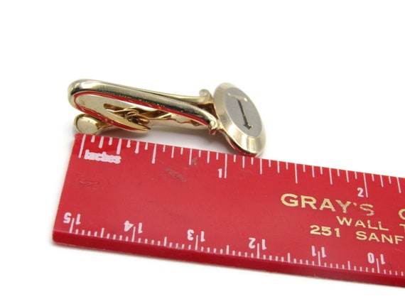 Vintage Gold Tone Tie Clip: Initial T Monogram - image 5