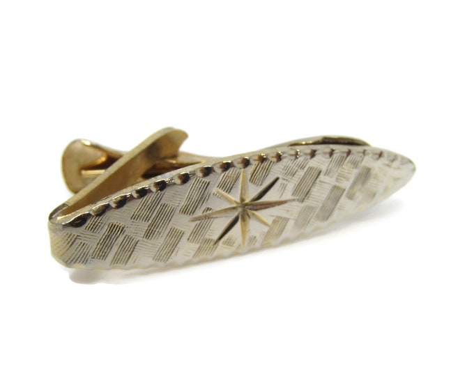 Star Center Tie Clip Bar Gold Tone Vintage Men's Jewelry Nice Design