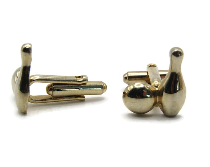 Bowling Ball And Pin Cuff Links Men's Jewelry Gold Tone