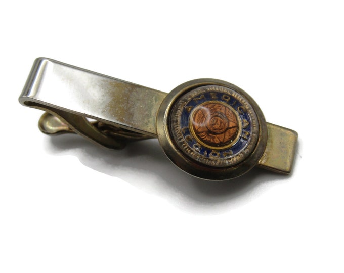 American Legion Insignia Inlay Silver Tone Tie Clip Tie Bar Men's Jewelry