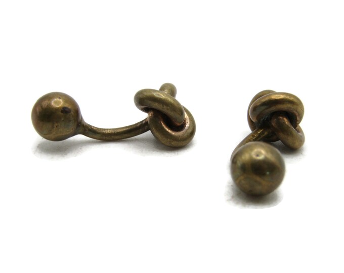 Ball & Knots Design Cuff Links Gold Tone Men's Jewelry