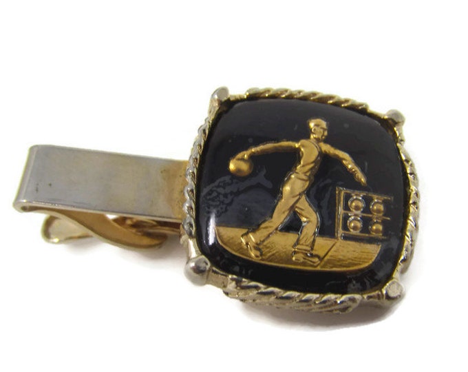 Bowling Tie Clip Vintage Tie Bar: Bowler Rare Design