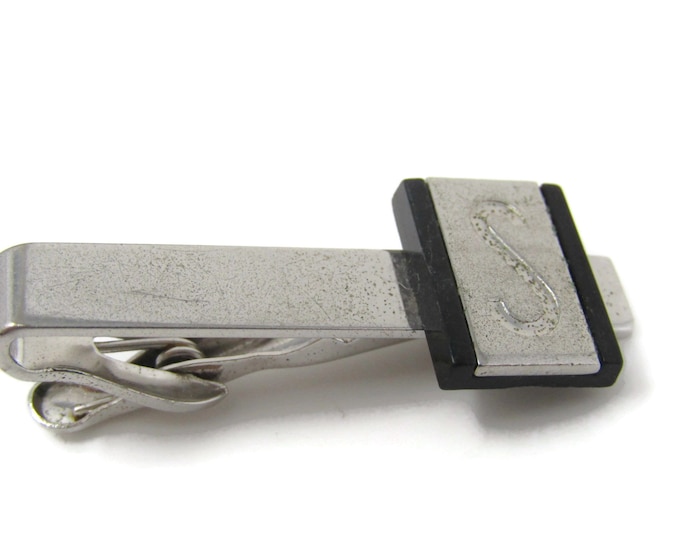 Letter S Initial Tie Clip Tie Bar: Vintage Silver Tone - Stand Out from the Crowd with Class