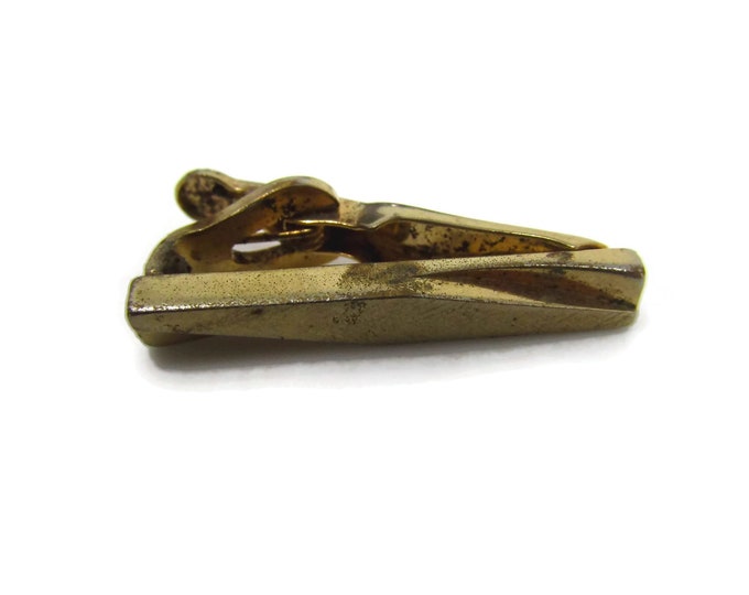 Vintage Tie Clip Tie Bar: Textured Modernist Interesting Design